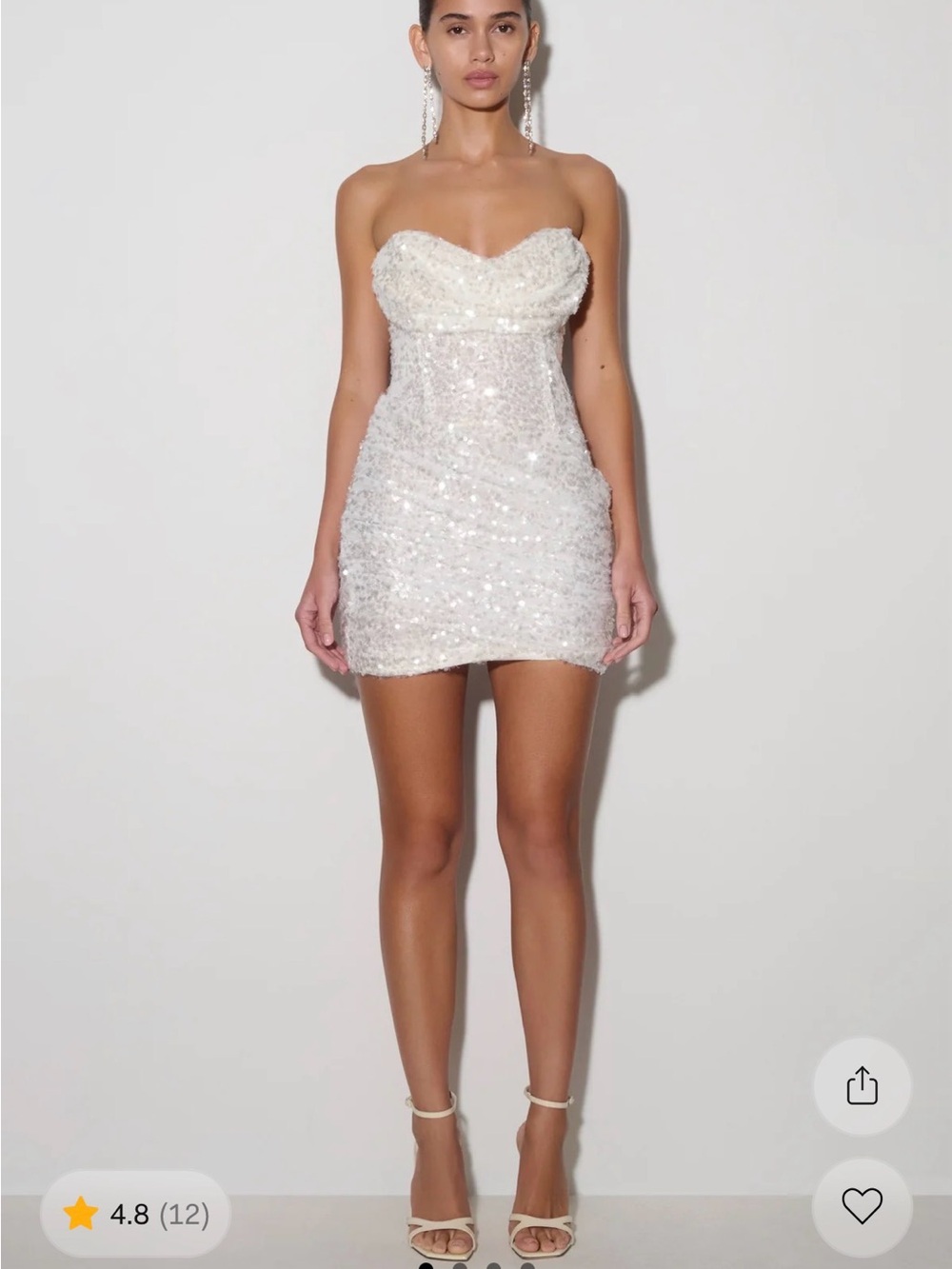 Meshki White Strapless Sequin Mini Dress